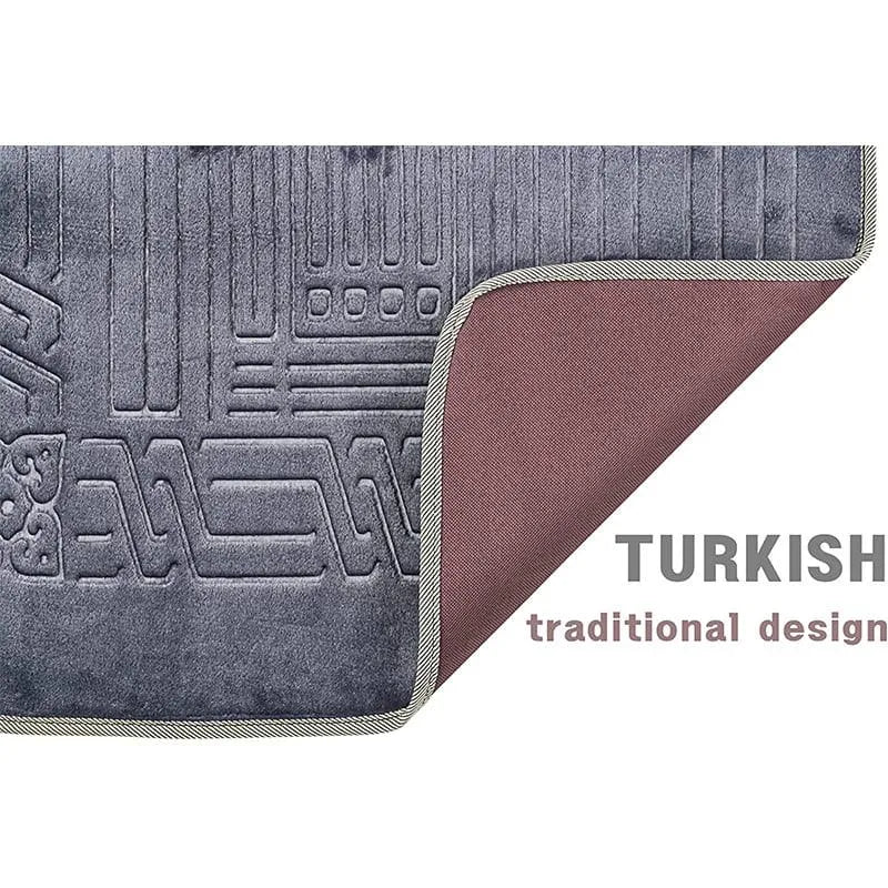 "Luxurious Folding Baithak Janamaz with Back Rest - Velvet Prayer Rug"