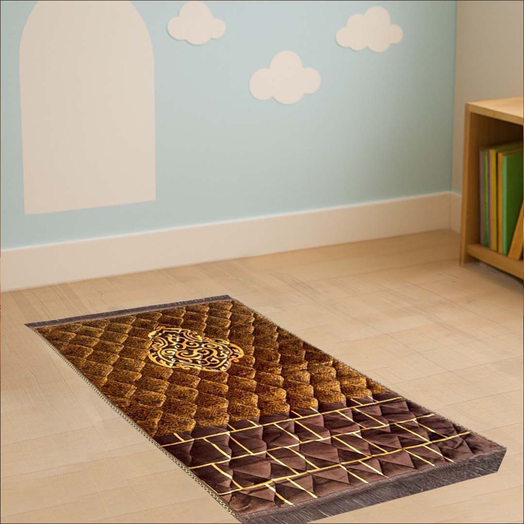 Kids Luxurious Mink Prayer Mat - Gold Series, Soft & Elegant Design