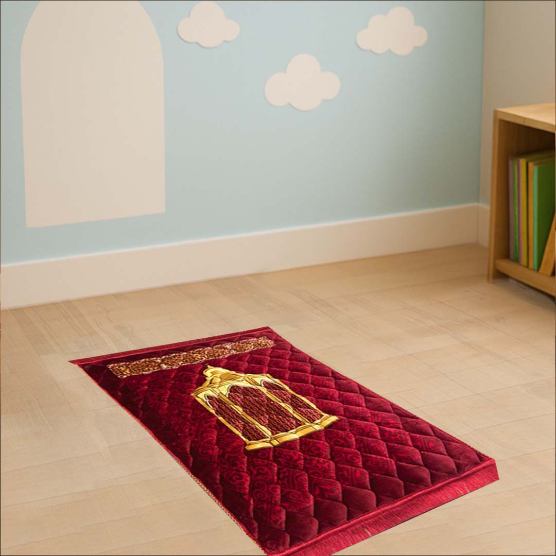 Kids Maqam e Ibrahim Print velvet  Foam Prayer Mat