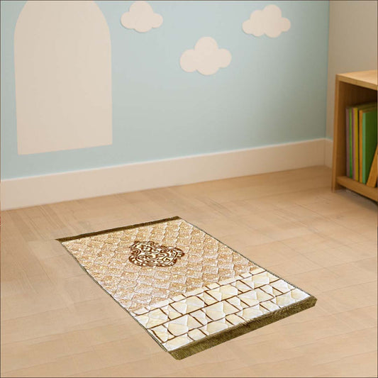 Kids Luxurious Mink Prayer Mat - Gold Series, Soft & Elegant Design