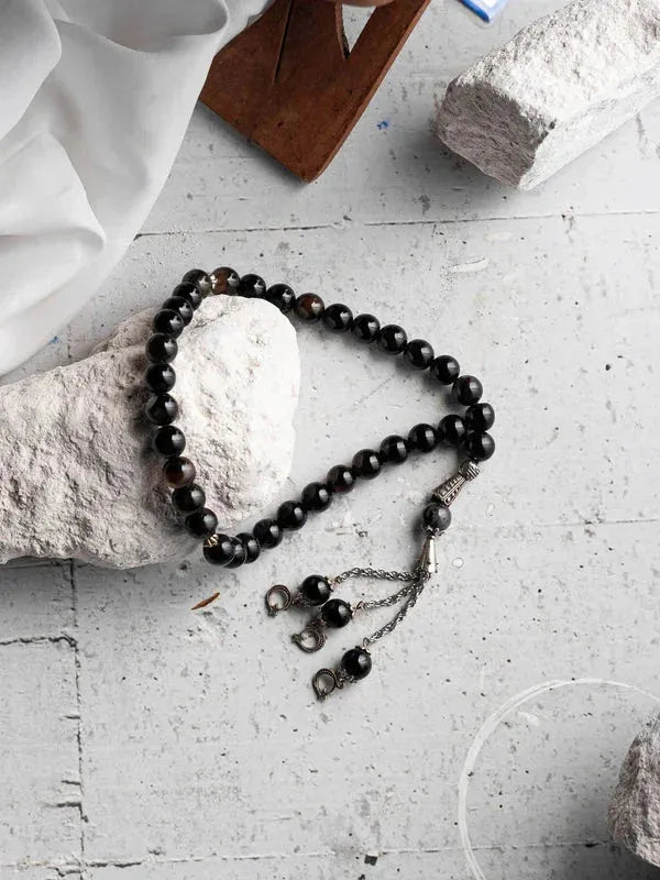 Black Aqeeq Stone Tasbih (10mm) - THE RUHANI