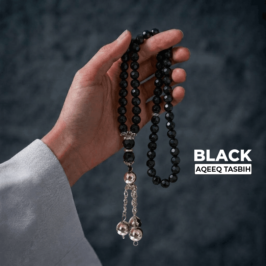 Black Aqeeq Stone Tasbih (10mm) - THE RUHANI