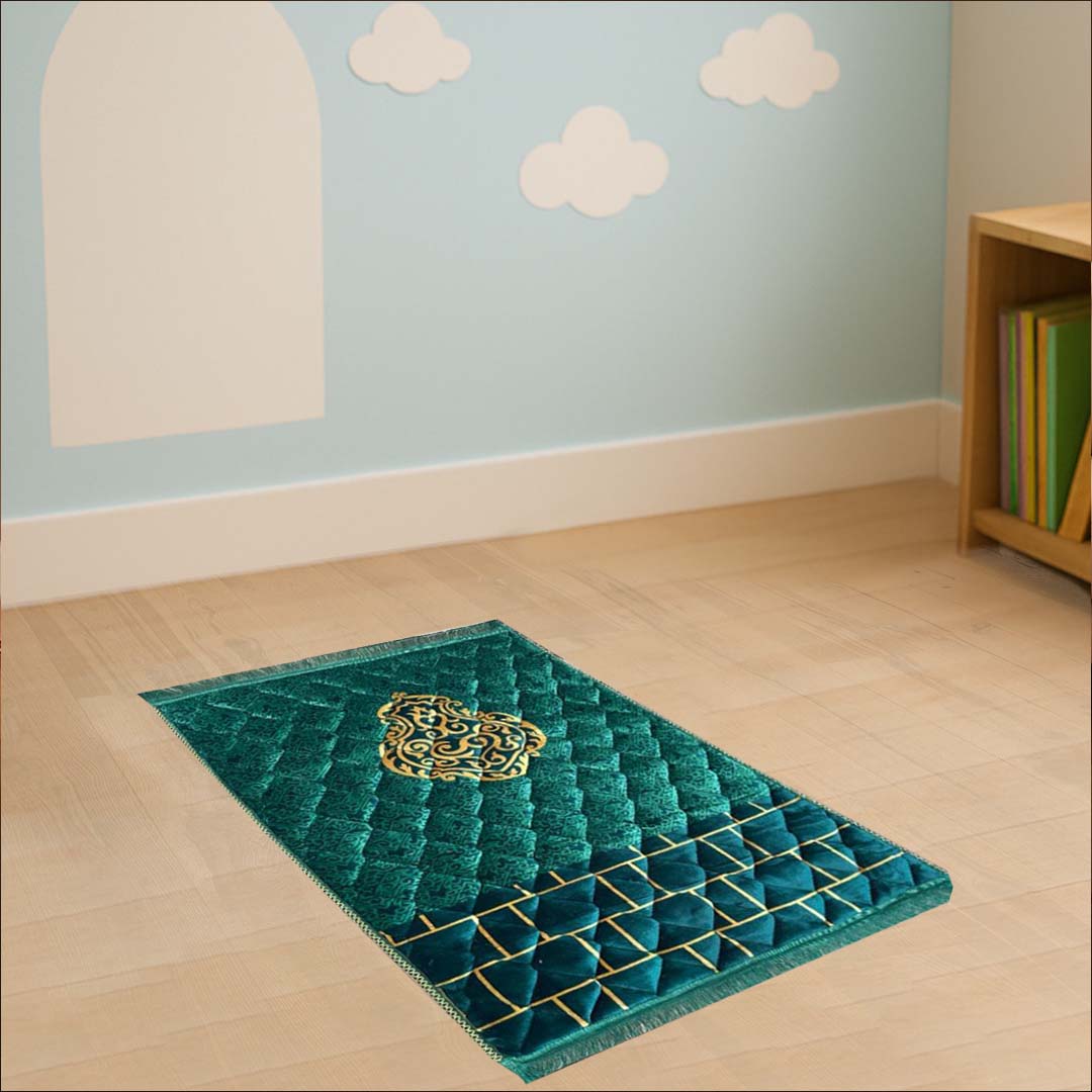 Kids Luxurious Mink Prayer Mat - Gold Series, Soft & Elegant Design - THE RUHANI