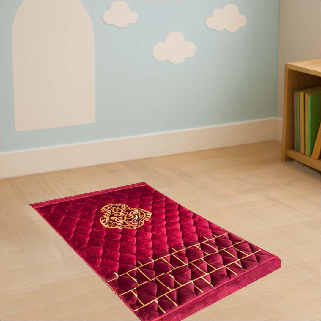 Kids Luxurious Mink Prayer Mat - Gold Series, Soft & Elegant Design - THE RUHANI