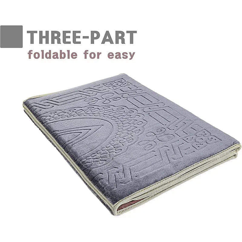 Luxurious Folding Baithak Janamaz with Back Rest - Velvet Prayer Rug - THE RUHANI