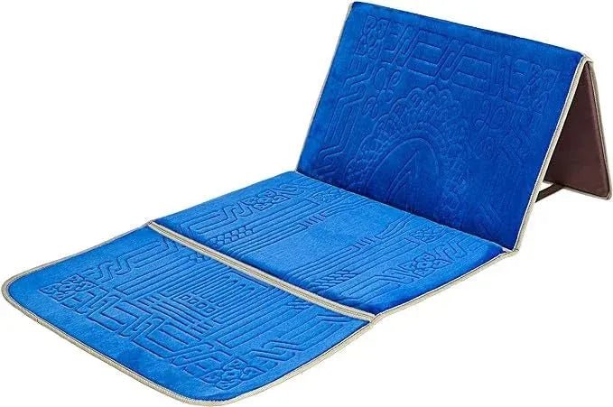 Luxurious Folding Baithak Janamaz with Back Rest - Velvet Prayer Rug - THE RUHANI
