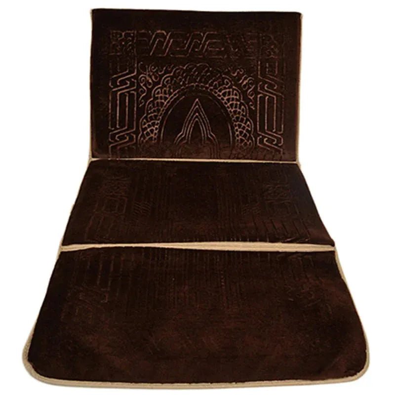 Luxurious Folding Baithak Janamaz with Back Rest - Velvet Prayer Rug - THE RUHANI
