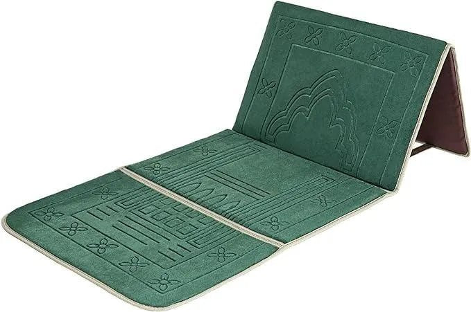 Luxurious Folding Baithak Janamaz with Back Rest - Velvet Prayer Rug - THE RUHANI