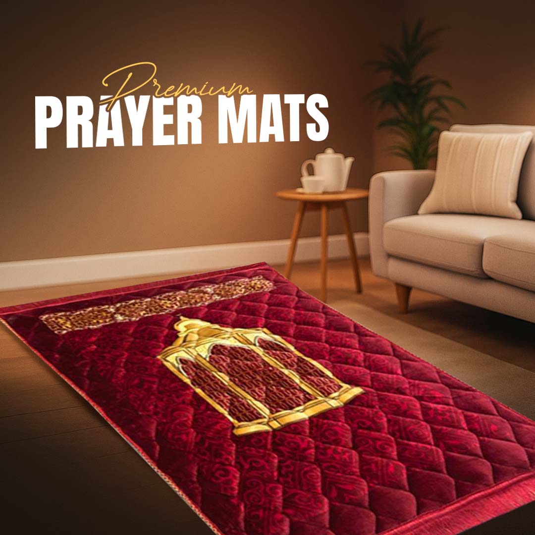 Maqam e Ibrahim Print velvet Foam Prayer Mat - THE RUHANI