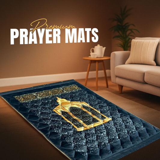 Maqam e Ibrahim Print velvet Foam Prayer Mat - THE RUHANI