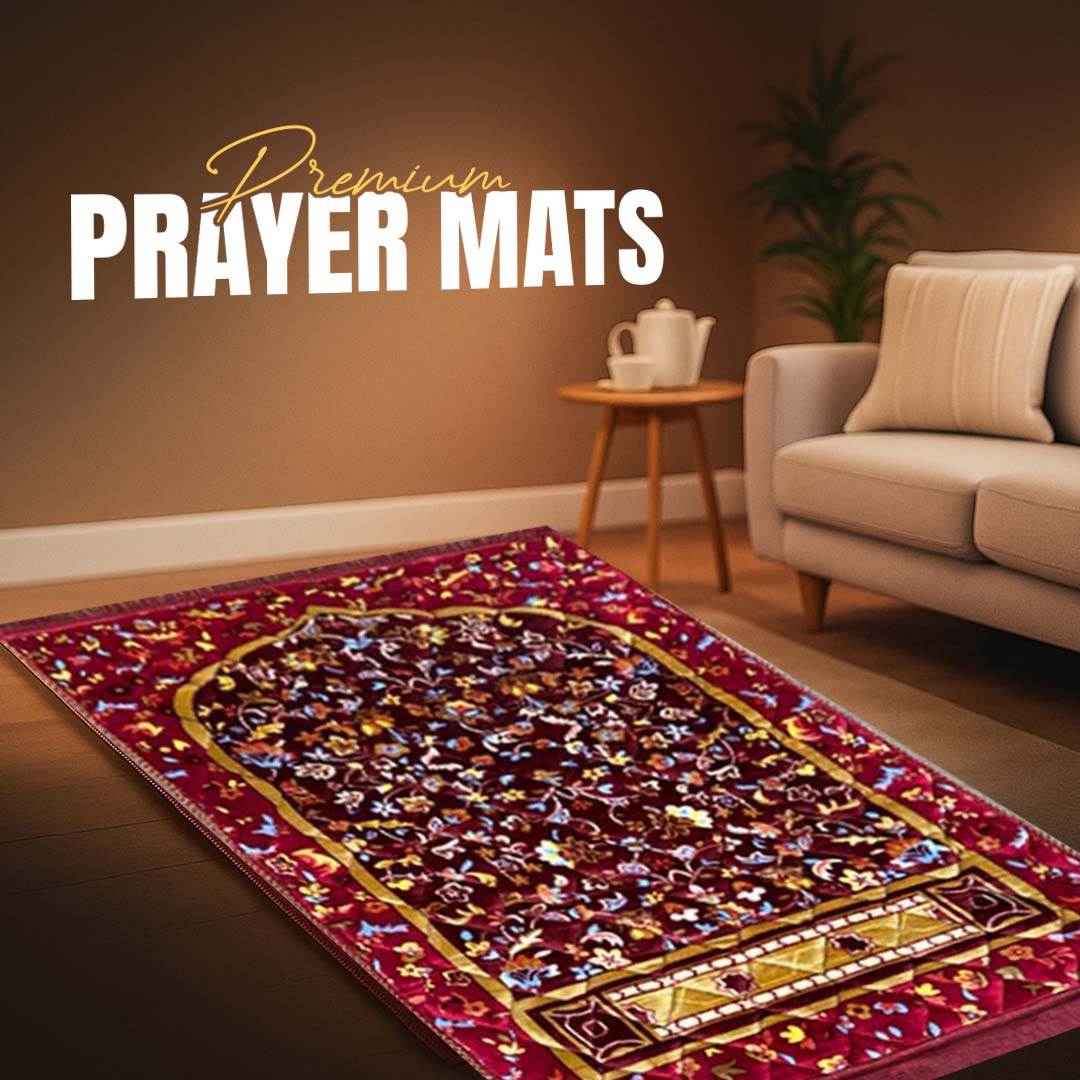 Multi Floral Print Velvet Luxury Prayer Mat. - THE RUHANI