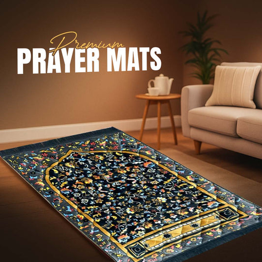Multi Floral Print Velvet Luxury Prayer Mat. - THE RUHANI