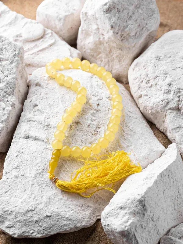Yellow Aqeeq Stone Tasbih - THE RUHANI