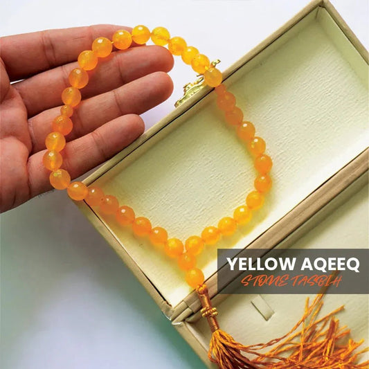 Yellow Aqeeq Stone Tasbih - THE RUHANI