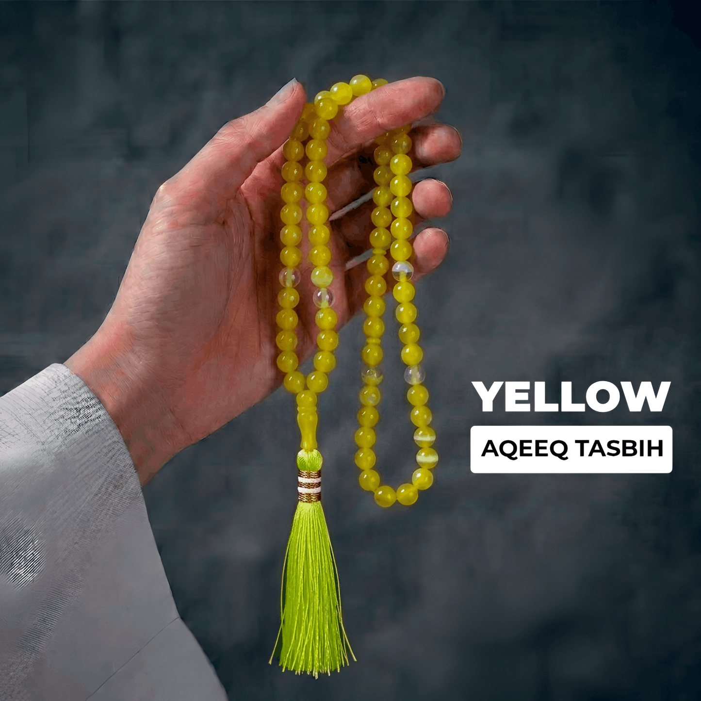 Yellow Aqeeq Stone Tasbih - THE RUHANI