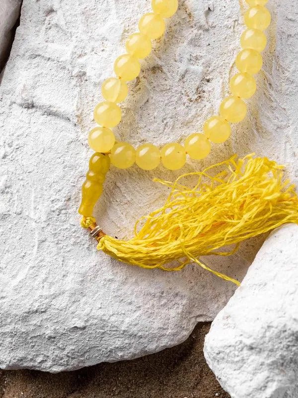 Yellow Aqeeq Stone Tasbih - THE RUHANI